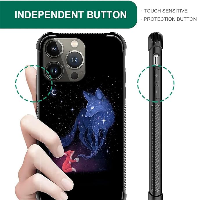 for iPhone 12 Pro Max Case, Galaxy Fox Wolf Pattern Graphic Design Girl Boy Soft Silicone Hard Acrylic Shock Protection for iPhone 12 Pro Max