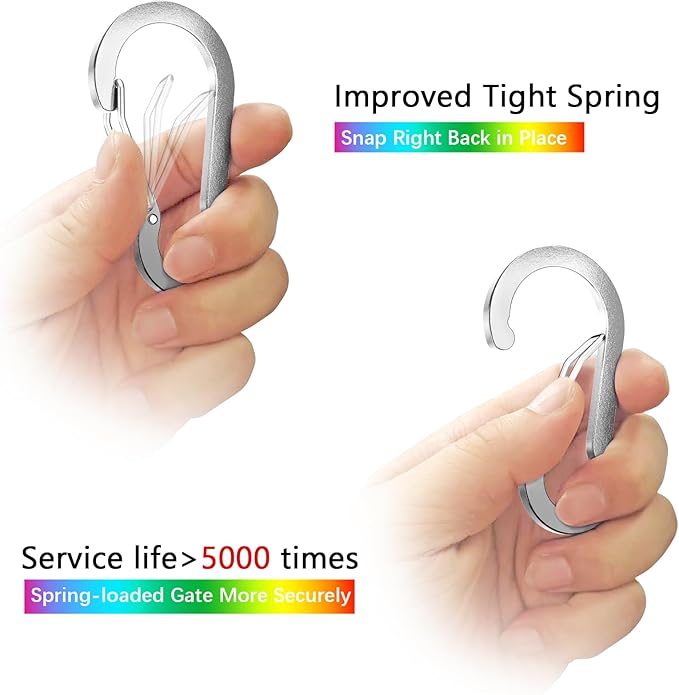 sprookber 2" Small Carabiner Clip, D Ring Caribeener, Spring Snap Hook for Keychain Multipurpose, Set of 20