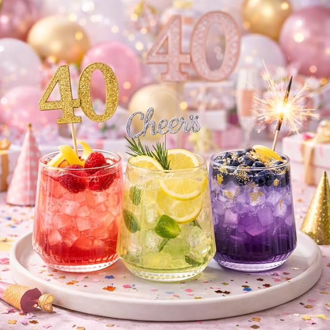 40 count 12 Ounce Ribbed Cups Origami Unbreakable Stemless Plastic Wine Champagne Whiskey Glasses Elegant Durable Disposable Indoor Outdoor Ideal for Home, Office, Bars, Wedding, Ripple (Clear)