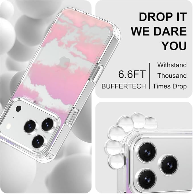 MOSNOVO for iPhone 17 Pro Case, Shockproof Military-Grade Protection 6.6ft Drop Tested, Camera Control, Clear Phone Case for iPhone 17 Pro, Sunset Glow Design