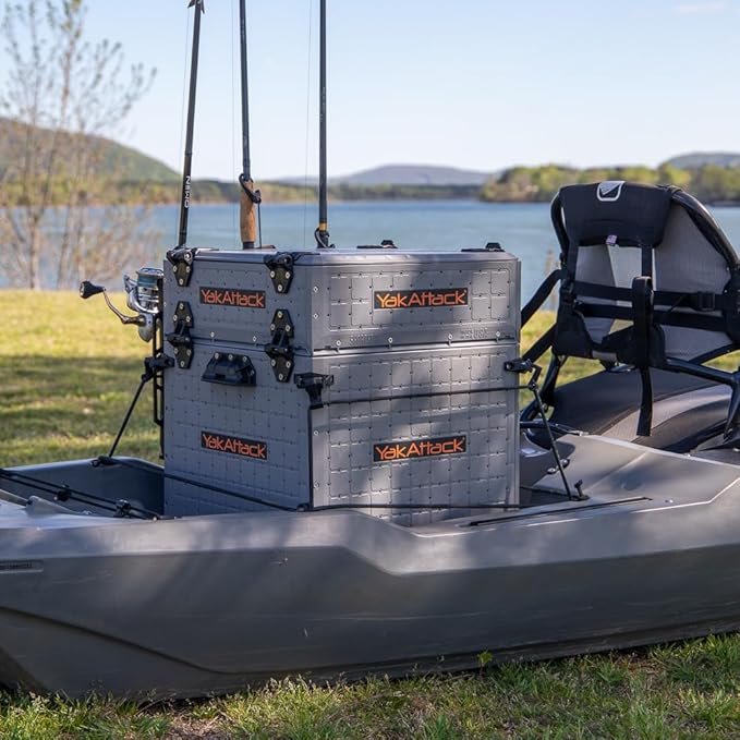 YakAttack ShortStak Upgrade Kit for BlackPak Pro | 16" x 16" – Battleship Grey | Stackable Kayak Crate Add-On with GridLoc Panels & Hardware | Not Standalone | Made in USA