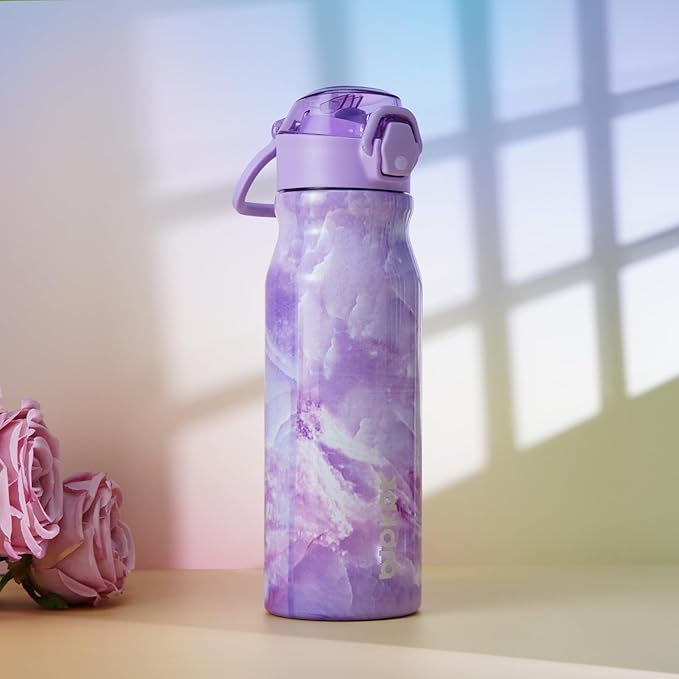 BJPKPK Water Bottle with Straw 25oz Insulated Water Bottles Reusable Stainless Steel Metal Thermal Flask with Leak Proof Lockable Lid and Carry Handle,Dawn