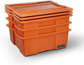 DECKED Payloader 32 L (3-Pack) - 75 lb Bin / 200 lb Lid Load Rated, Heavy-Duty Stackable Storage Bins, Fits Drawer System & Tool Box - Blaze Orange