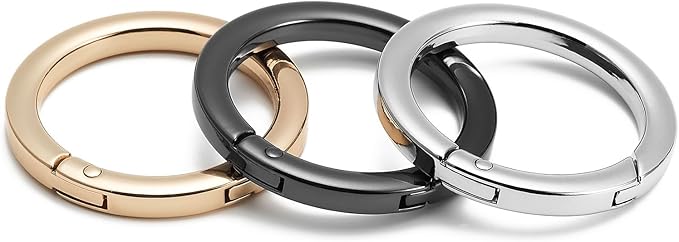 DEVPSISR 4pcs Flat Trigger Spring O Rings,Metal Keychain Ring Round Carabiner Clips for Keyrings Buckle, Bags,Purses,Purses