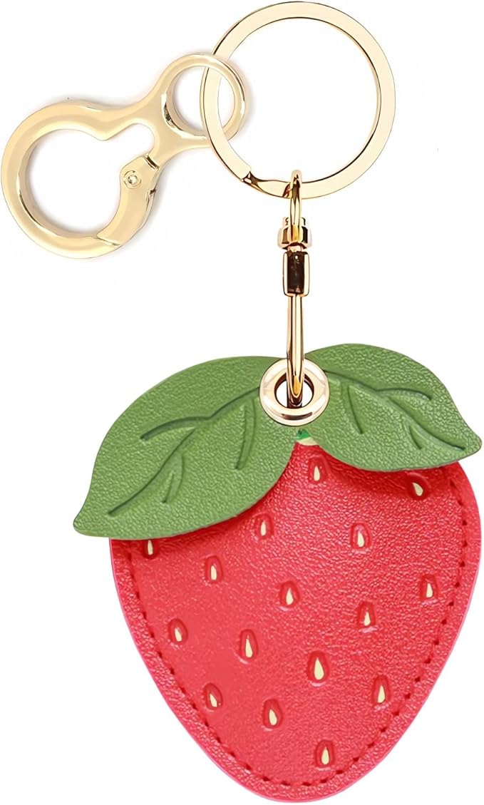 Leather Keychain Holder Case Compatible with AirTag,Cute air tag Cover with Keychain Ring,GPS Tracker Case for Keys