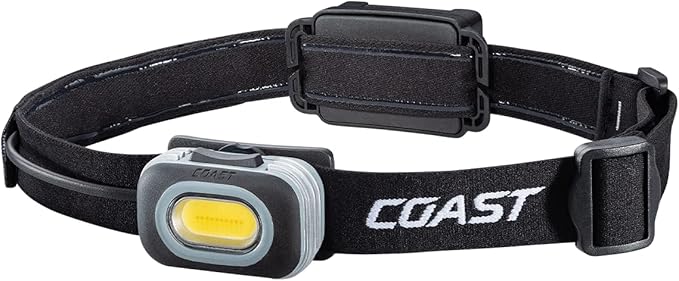 Coast RL10 560 Lumen Dual Color LED Headlamp with Flood and Spot Beams, Variable Light Control, C.O.B., Alkaline Dual Power, Non-Slip Band, 3 x AAA Included