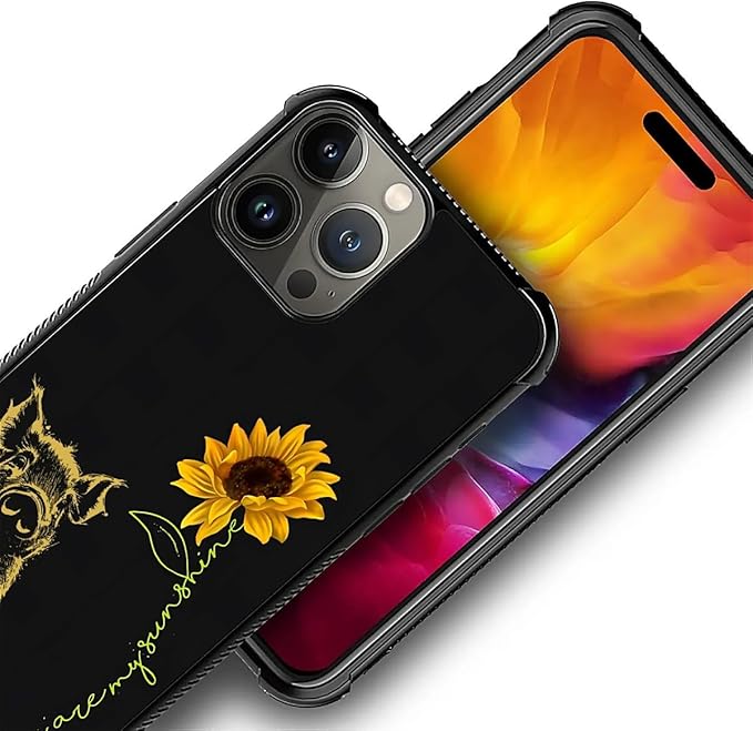 for iPhone 16 Pro Max Case, Pig Sunflower Yellow Sunshine Pattern Graphic Design Girl Boy Soft Silicone Hard Acrylic Shock Protection for iPhone 16 Pro Max