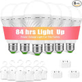 6 Pack Rechargeable Emergency Light Bulbs, Battery Powered LED Light Bulb 6000K Daylight E26 12W 60W Equivalent with 1500mAh for Home Power Outage Camping Hiking( 6 Bulbs, 6 Hooks,3 Plug Caps)