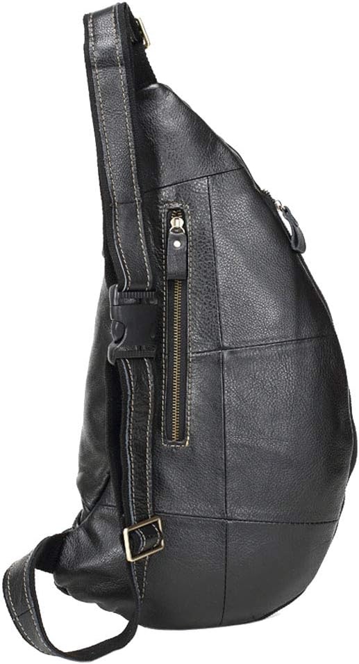 Hebetag Vinatge Leather Sling Bag Crossbody Backpack for Men Travel Outdoor Hiking Large Cool Shoulder Chest Pack Bags Daypack
