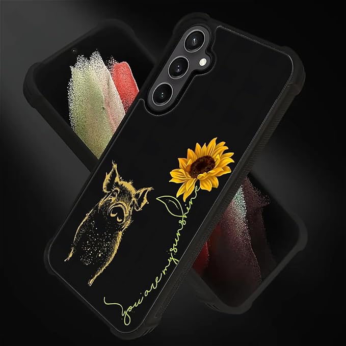 for Samsung Galaxy S23 FE Case, Pig Sunflower Yellow Sunshine Pattern Graphic Design Girl Boy Soft Silicone Hard Acrylic Shock Protection for Samsung Galaxy S23 FE