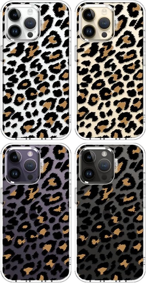 MOSNOVO Case for iPhone 14 Pro Max, [Buffertech 6.6ft Military-Grade Drop Protection] [Anti Peel Off Tech] Clear TPU Bumper Phone Case Cover Design - Leopard Print