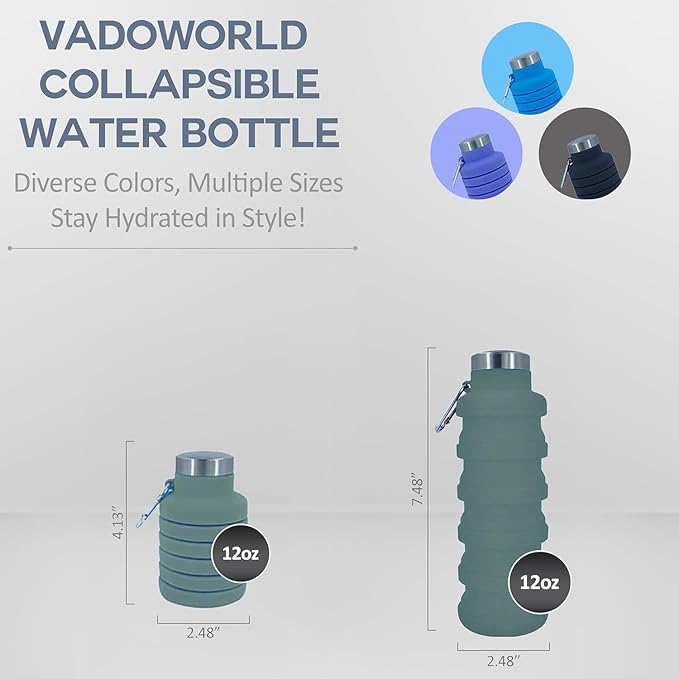 Collapsible Water Bottles 17oz, Odorless BPA-Free Silicone, Leak-Proof Foldable Reusable Bottle - Perfect for Travel Sports Gym Hiking Camping Cycling - Light Taupe