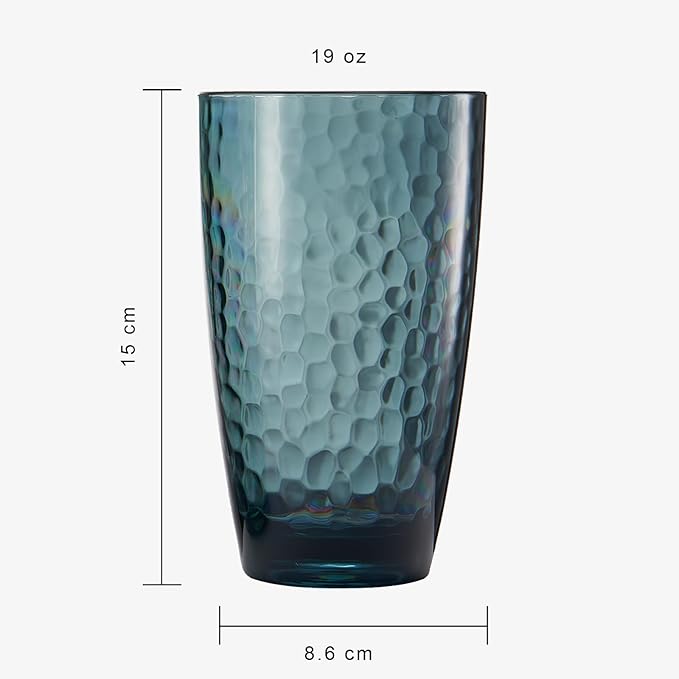 Unbreakable Large Premium Plastic Reusable Drinking Glasses (4 Set) Restaurant Cups Style, Jewel Muted Colors 19 oz Acrylic Tumbler | BPA-Free Tumblers | Top-Rack Dishwasher Safe, Tritan Shatterproof