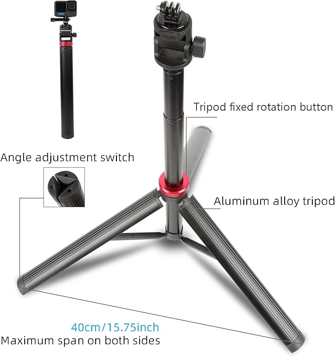 Osmo Action 6/5 pro 81" Extendable Selfie Stick & Tripod for Gopro Camera, Vlogging Video Recording, Compatible with GoPro Max Hero 14 13 12 11 10 9,DJI Osmo Action 6 5 4 3,DSLR（14-81”）
