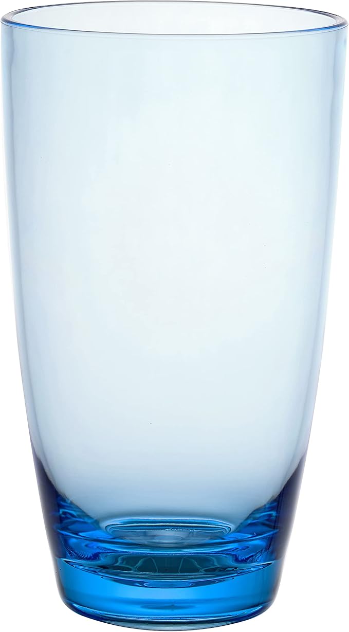KLIFA- ETON, 20.8 oz, Set of 6, Acrylic Highball Drinking Glasses Set, Iced Tea Cups, BPA-Free, Stackable Plastic Drinkware, Dishwasher Safe Cups, Ocean Blue