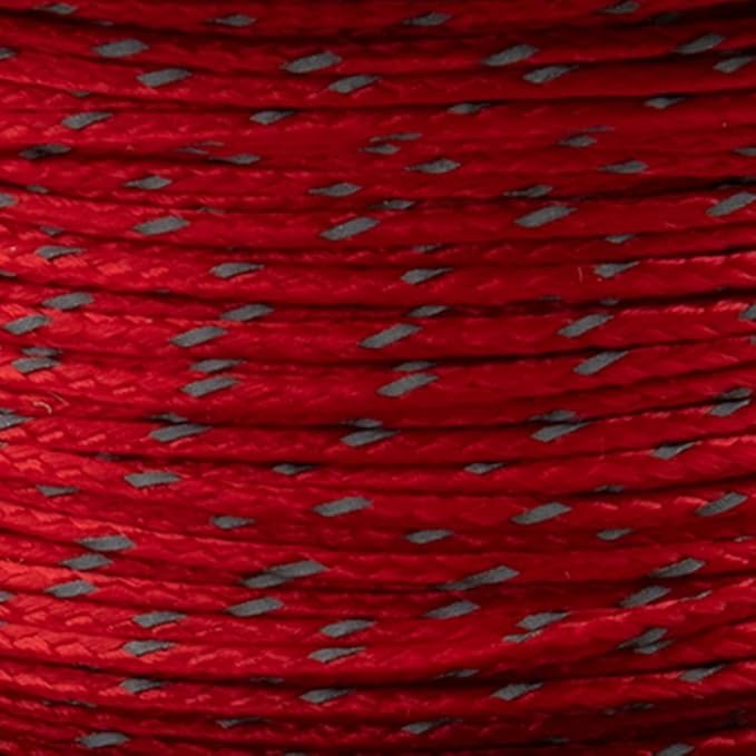 Paracord Planet Micro Paracord – Thin Braided Cord for Crafting, Fishing, and DIY Projects in 125 ft Spools – Reflective Scarlet Red