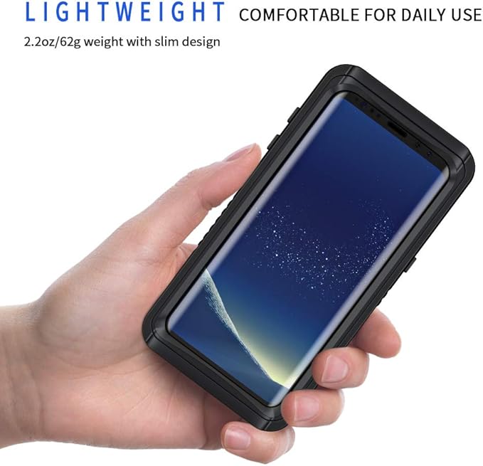 Lanhiem for Samsung Galaxy S8+ Plus Case, IP68 Waterproof Dustproof Case with Built-in Screen Protector, Rugged Full Body Shockproof Protective Phone Cover for Galaxy S8 Plus (Black)