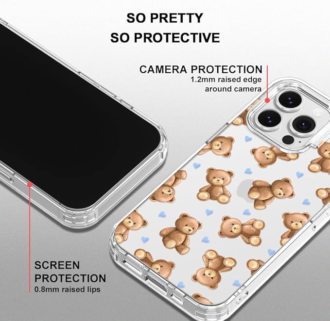 MOSNOVO for iPhone 16 Pro Max Case, Shockproof Military-Grade Protection 6.6ft Drop Tested, Clear Phone Case for iPhone 16 Pro Max, Teddy Mood Design