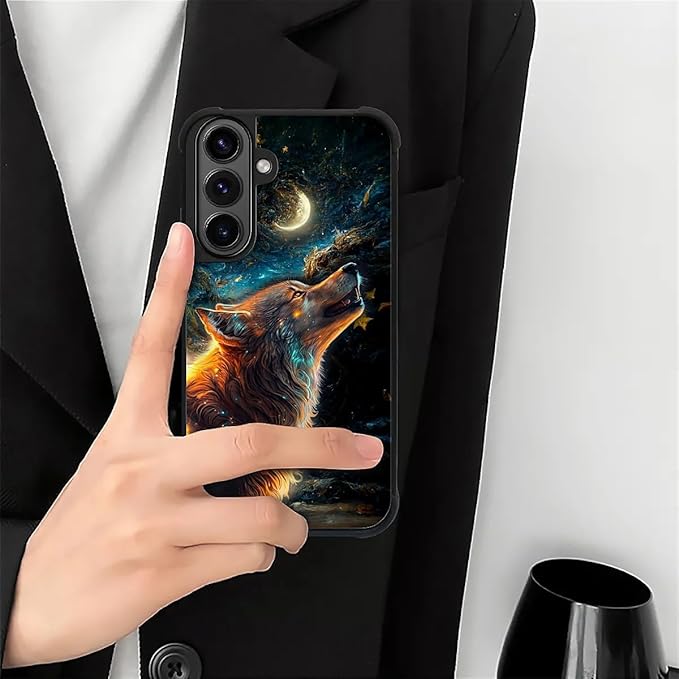 for Samsung Galaxy S26 Plus Case,Graphic Design for Girl Boy Soft Silicone Hard Acrylic Shock Protection Designed for Samsung Galaxy S26 Plus Star Cave Hungry Wolf Pattern
