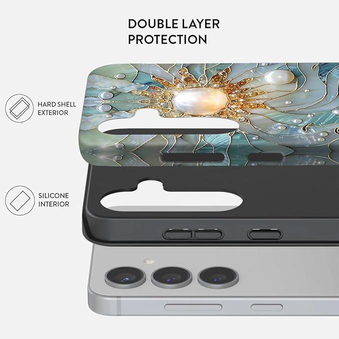 Compatible for Samsung Galaxy A37 5G Case, Dual Layer Heavy Duty 2 in 1 Shockproof Protective Phone Case,Sun Waves Pearl