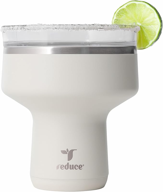 REDUCE Saltini 16 oz Cocktail Tumbler - Insulated Margarita Tumbler with Lid - Keeps Drinks Cold for 10 Hours - 360 Sippable Martini Glass Alternative - Shatterproof, Perfect for Parties - Unbleached