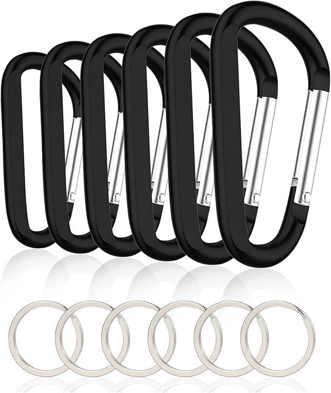 CampTek Carabiner Caribeaner Clip,3" Large Aluminum D Ring Shape Carabeaner with Keyring Keychain Hook