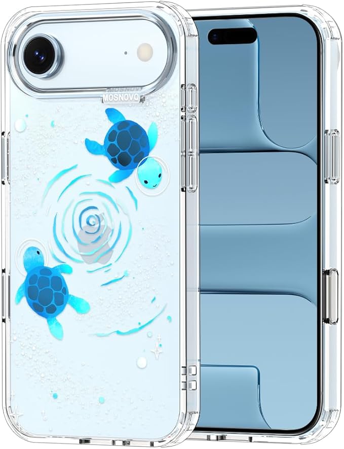 MOSNOVO for iPhone Air Case | Military Grade 6.6ft Drop Tested | Camera Control | Clear with Space Turtle Design