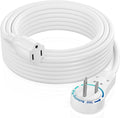 Maximm Extension Cord 30 Foot White Flat Plug, 360° Rotating Short Power Cord Single Outlet, Indoor 16 Gauge 3 Prong Grounded Wire UL Certified (30Ft White)