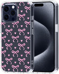 MOSNOVO Case for iPhone 15 Pro Max, [Buffertech 6.6ft Military-Grade Drop Protection] [Anti Peel Off Tech] Clear TPU Bumper Phone Case Cover Design - Bowtiful Love