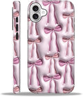 for iPhone 16 Plus Case,HL2 Abstract Ribbons Bows Hybrid 2 Layer Hard Shell Silicone Protective Pattern Design Case