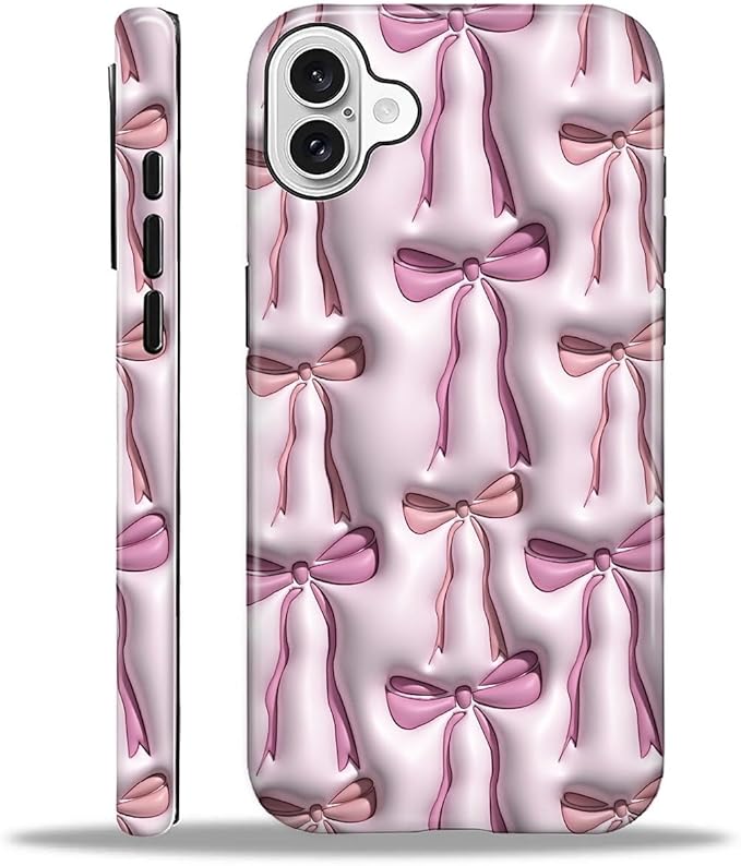 for iPhone 16 Plus Case,HL2 Abstract Ribbons Bows Hybrid 2 Layer Hard Shell Silicone Protective Pattern Design Case