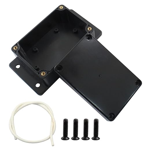 2 Pack Junction Boxes, 4 x 2.7 x 2 Inch IP65 Waterproof Project Box, ABS Plastic Electrical Project Case Power Junction Box with Fixed Ear for Outdoor (Black, 100 x 68 x 50 mm)
