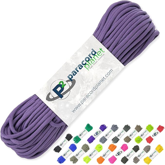 Paracord Planet 100' Hanks Parachute 550 Cord Type III 7 Strand Paracord Top 40 Most Popular Colors (Purple)