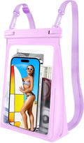 Large Floating Waterproof Phone Pouch, Cell Phone Dry Bag for iPhone 17 16 15 14 13 Pro Max Galaxy Google All Phones, IPX8 Waterproof Bag for Beach Vacation Purple