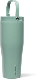 Corkcicle Go Cup XL - Leak-Proof Travel Tumbler - Triple Insulated Stainless Steel Water Bottle - Easy-Carry Handle - Summer Drinkware Gift - Keeps Drinks Ice Cold - 30 oz - Thyme