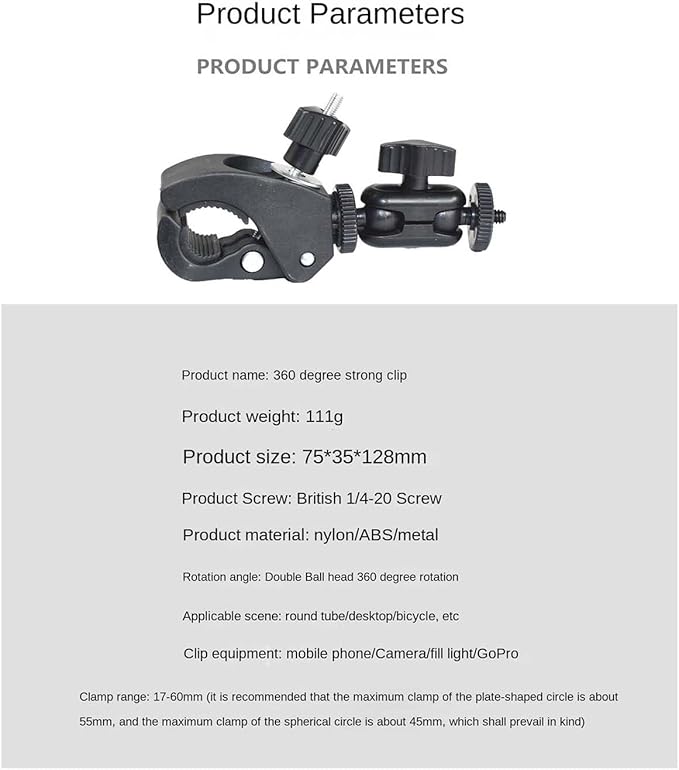 Phone Holder with Clamp，Cell Phone Holder Mount Clip for Golf Cart,Wheelchair Walker,Universal Phone Mount Holder.