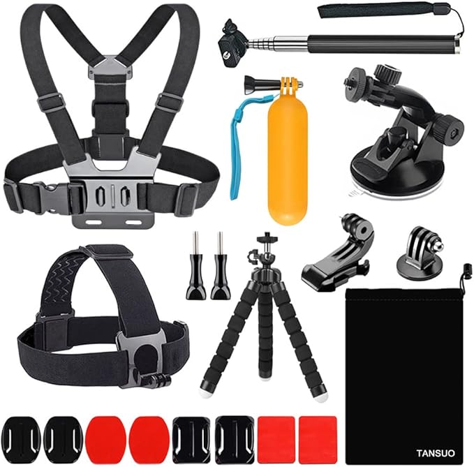 13-in-1 Accessories for Gopro, Action Camera Accessory Kit Compatible with GoPro Hero 13 12 11 10 9 8 Max 7 6 5 4 Black SJ4000 and Other Sports Cameras