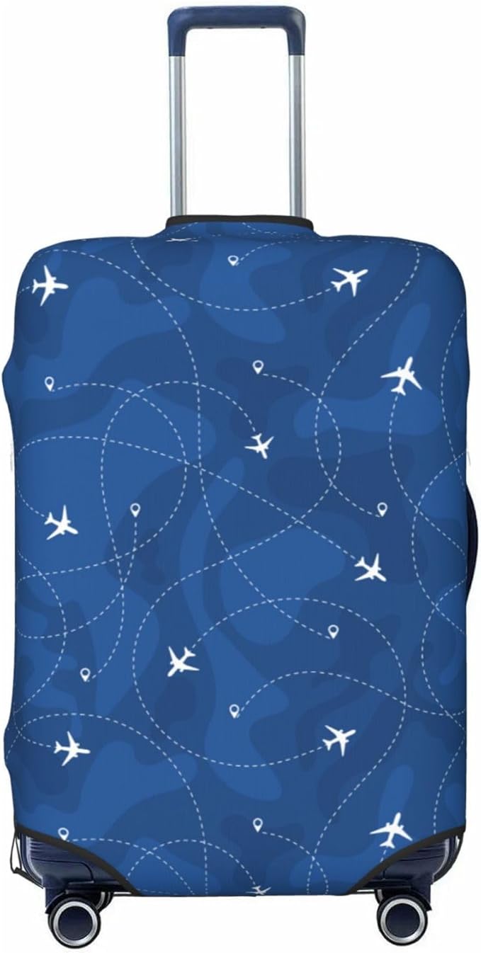 Travel Luggage Cover with Airplane & Route Pattern, Suitcase Protector For Travel (Fits 22-24 Inch Luggage)