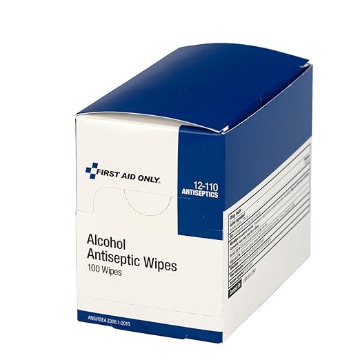 First Aid Only 12-110 Alcohol Wipes, Individually Wrapped, 100 Per Box