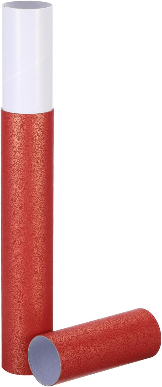 PATIKIL 2 Inch x 17 Inch Poster Tube, 1Pcs Photo Storage Tube Portable Shipping Mailing Tubes Calligraphy Painting Tubes Round Carrying Case for Storing Paper Art Map Documents, Red