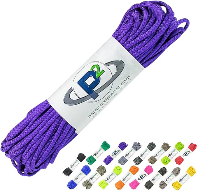 Paracord Planet 100' Hanks Parachute 550 Cord Type III 7 Strand Paracord Top 40 Most Popular Colors (Acid Purple)