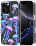 MOSNOVO for iPhone 16 Pro Max Case, Shockproof Military-Grade Protection 6.6ft Drop Tested, Clear Phone Case for iPhone 16 Pro Max, Mystic Jellyfish Design