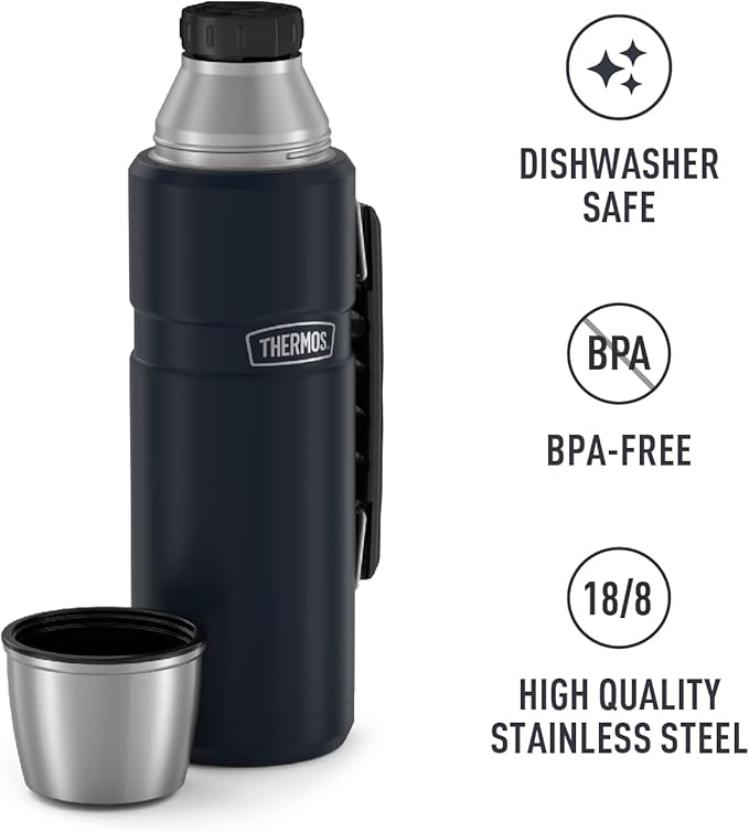 THERMOS Stainless King Vacuum-Insulated Beverage Bottle,40 Ounce,Midnight Blue,(Pack of 4)