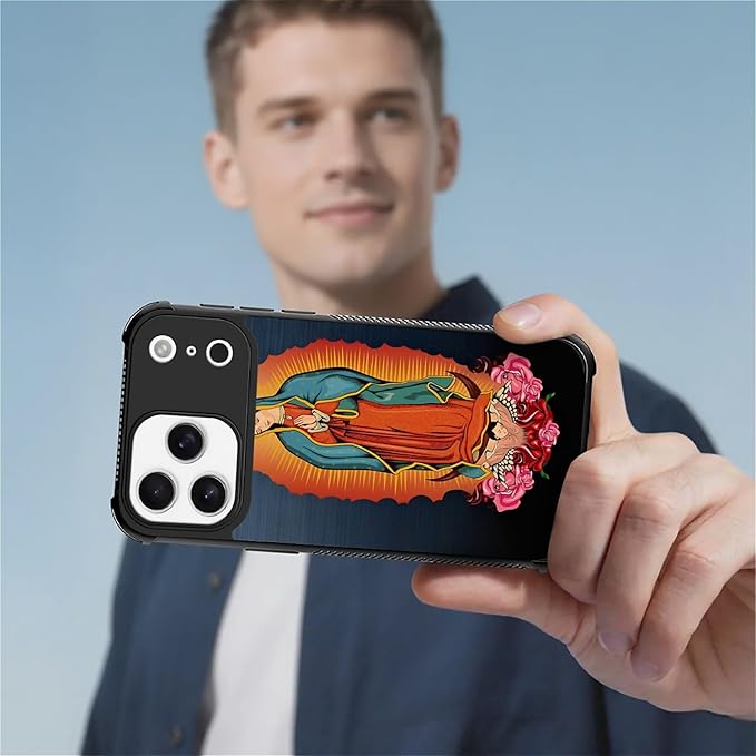 for iPhone 17 Pro Max Case,for MagSafe Graphic Design for Girl Boy Soft Silicone Hard Acrylic Shock Protection Designed for iPhone 17 Pro Max Red Virgen Guadalupe Pattern