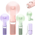 VanSmaGo 3 Pcs Portable Handheld Fans, 3 IN 1 USB-C Rechargeable [10H Working time] Mini Fan with 3 Speed, Flashlight, Lanyard, Folding Personal Fan, Gifts for Women Men Girls Kids, Purple&Pink&Green