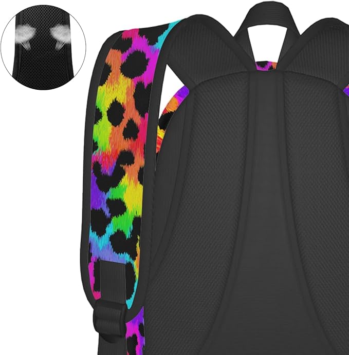 cfpolar 17 Inch Backpack Rainbow Leopard Animal Laptop Bag Shoulder Bag School Bookbag Casual Daypack For Boys Girls,A-14