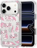 MOSNOVO for iPhone 17 Pro Case | Military Grade 6.6ft Drop Tested | Camera Control | Clear with Pink Axolotl Design