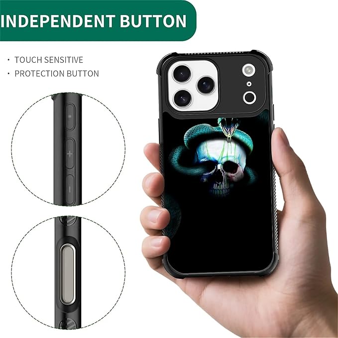 for iPhone 17 Pro Max Case,for MagSafe Graphic Design for Girl Boy Soft Silicone Hard Acrylic Shock Protection Designed for iPhone 17 Pro Max Skeleton Winding Snake Pattern