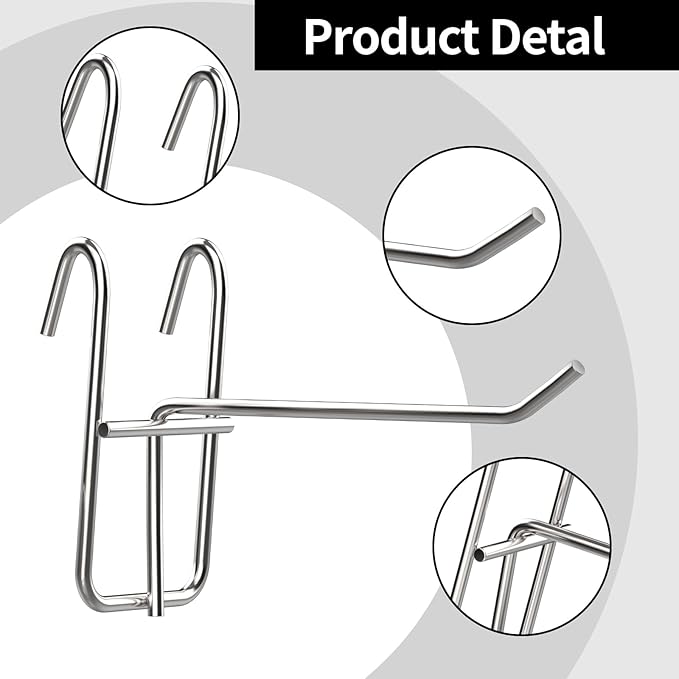 12 Pack 2/4/6 Inch Hooks for Wire Shelving, Heavy Duty Metal Hooks Accessories for Wire Rack Shelf Storage Display Organizer (Silver)