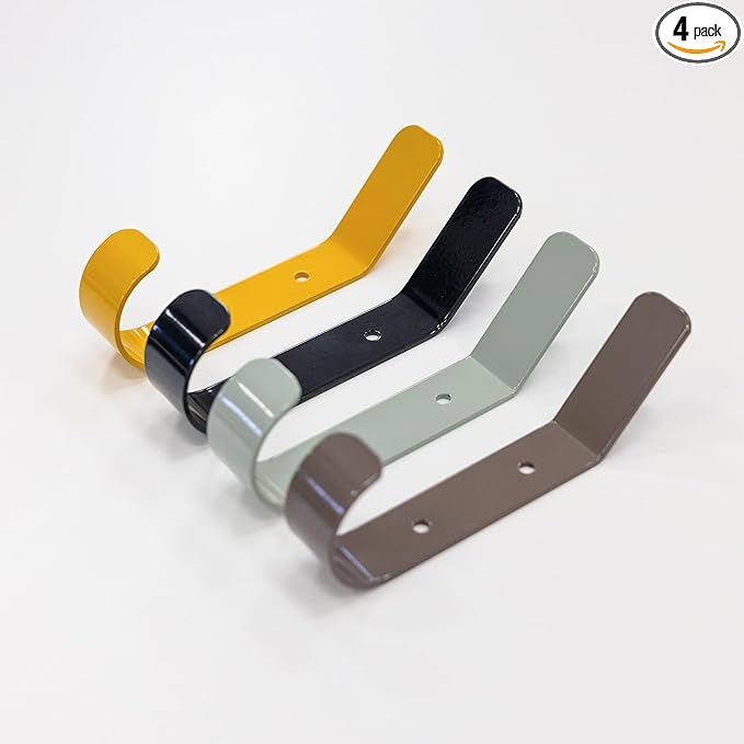 StoreYourBoard 4 Pack Wall Hooks for Hanging, Decorative & Heavy Duty Coat Wall Hooks, Mount, Set Holds 30 lbs Each, Outdoor, 6.5" x 1.2" x 2"